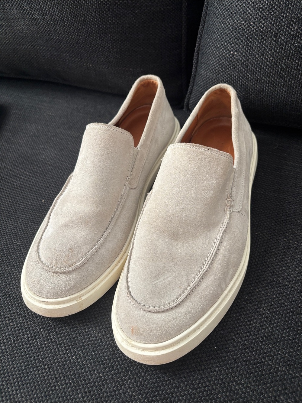 Allen Edmonds Light Gray Suede Slip-On Loafers